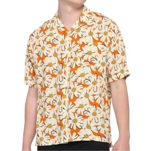 Massive shirt mod floral daisy retro print men’s sz Sm short sleeve bright‎